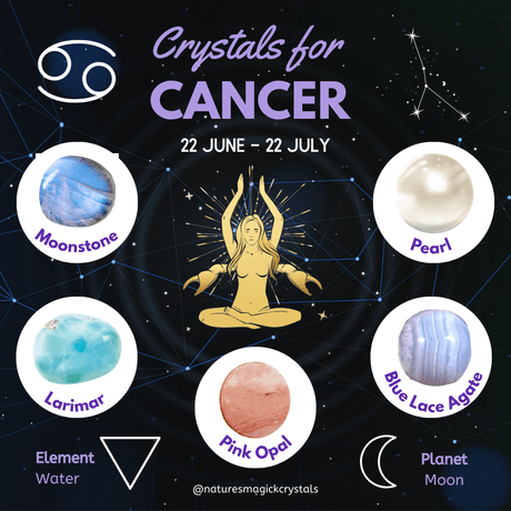 Celestial Allies: Harnessing the Magic of 6 Crystals for Cancerian Serenity - Nature's Magick