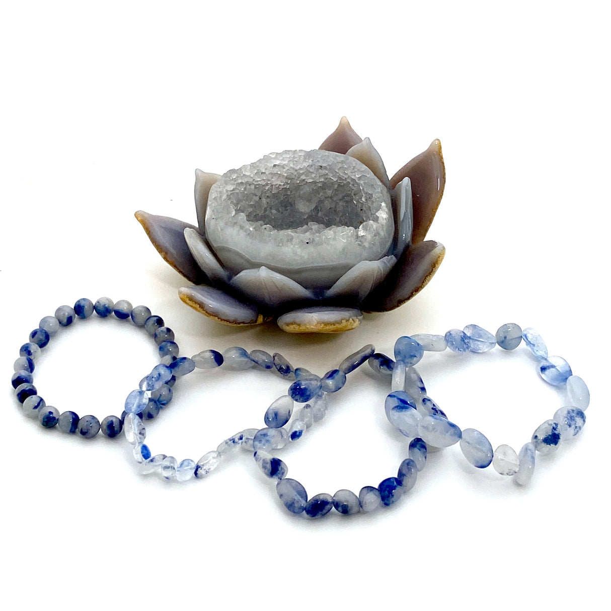 Dumortierite in Quartz Bracelet