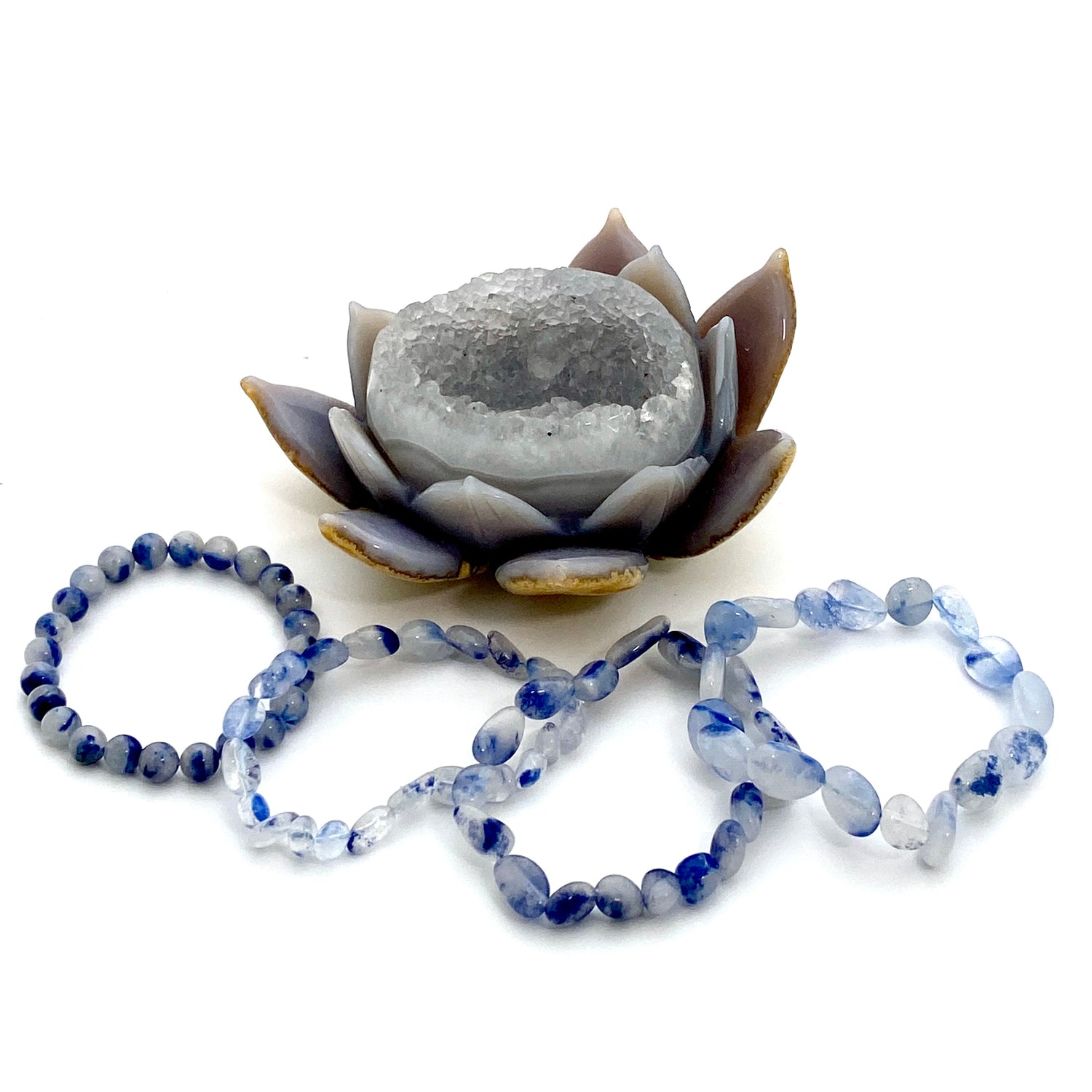 Dumortierite in Quartz Bracelet