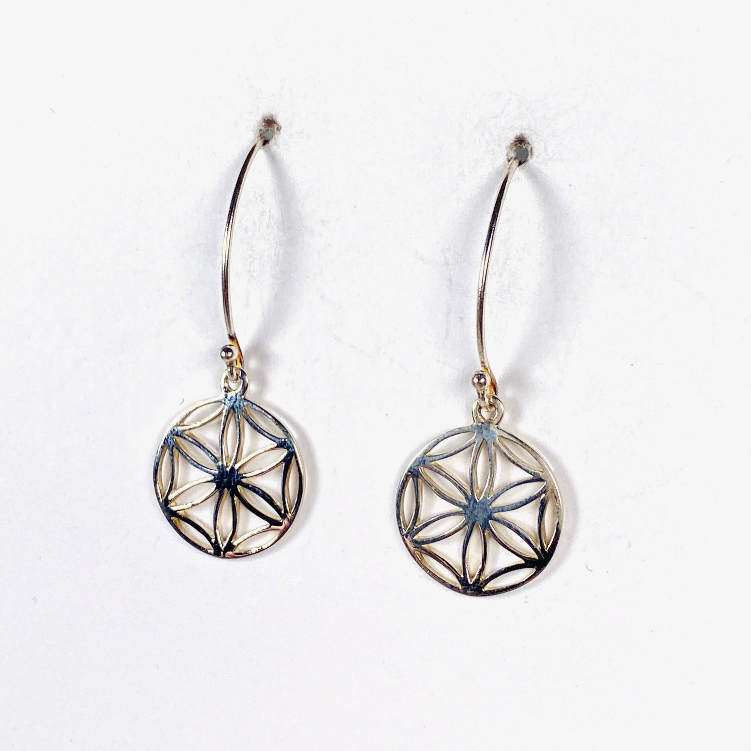 925 SS Flower of Life Marquee Earrings 15mm - Nature's Magick