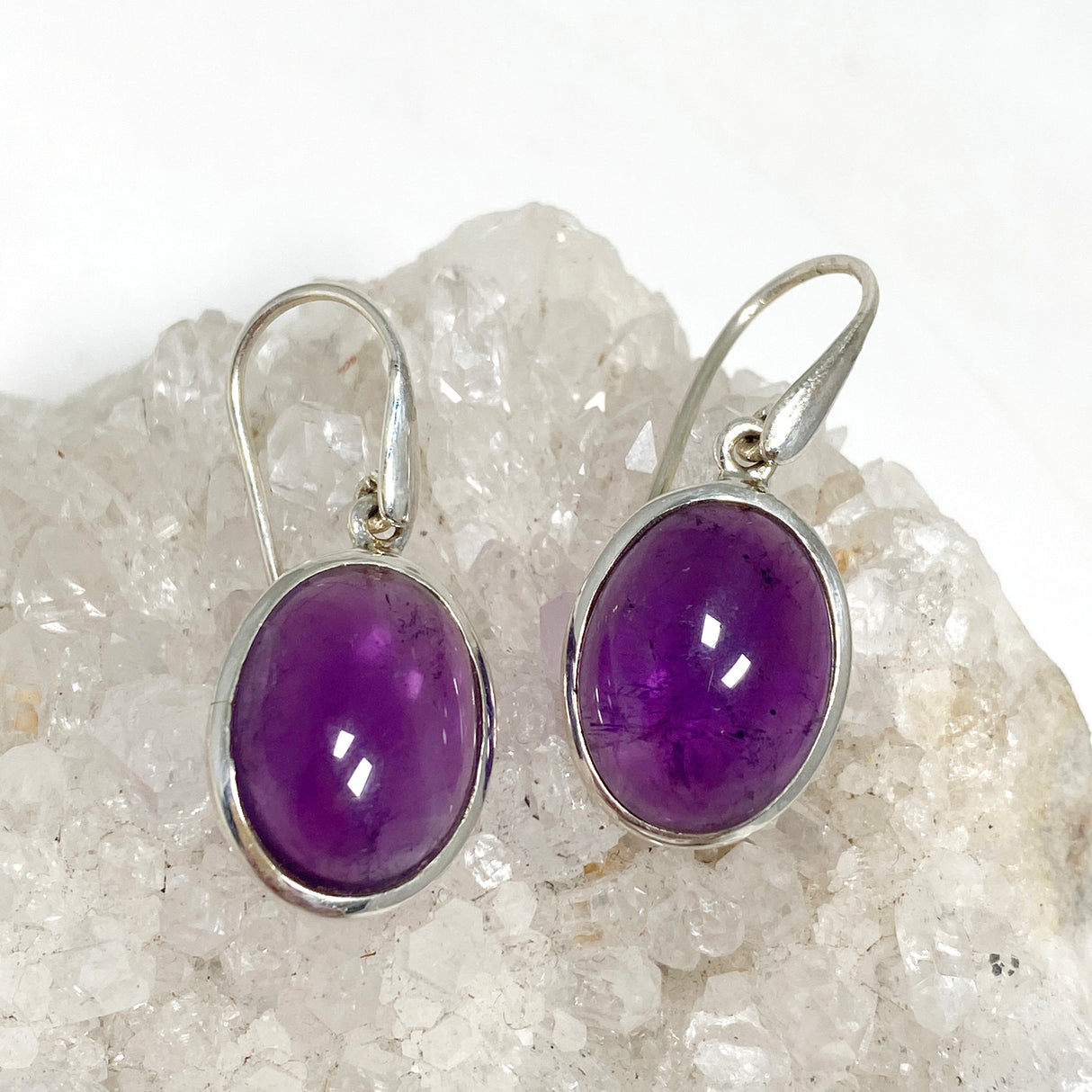 Amethyst Oval Cabochon Earrings PEGJ168