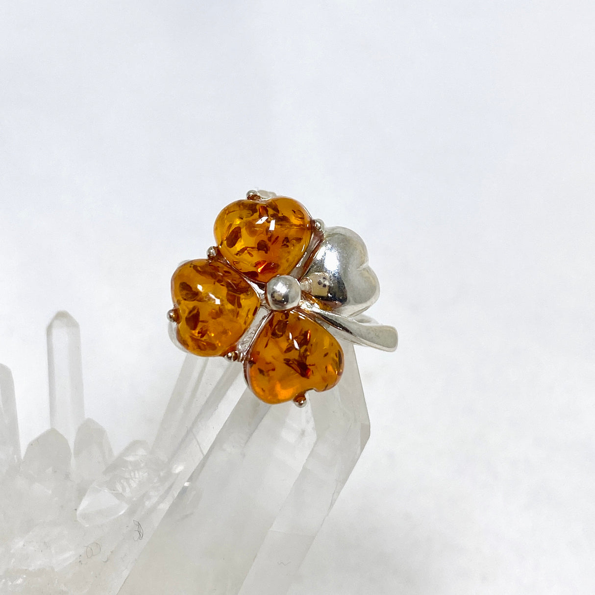 Baltic Amber Clover Ring Size 7.5 AMB246