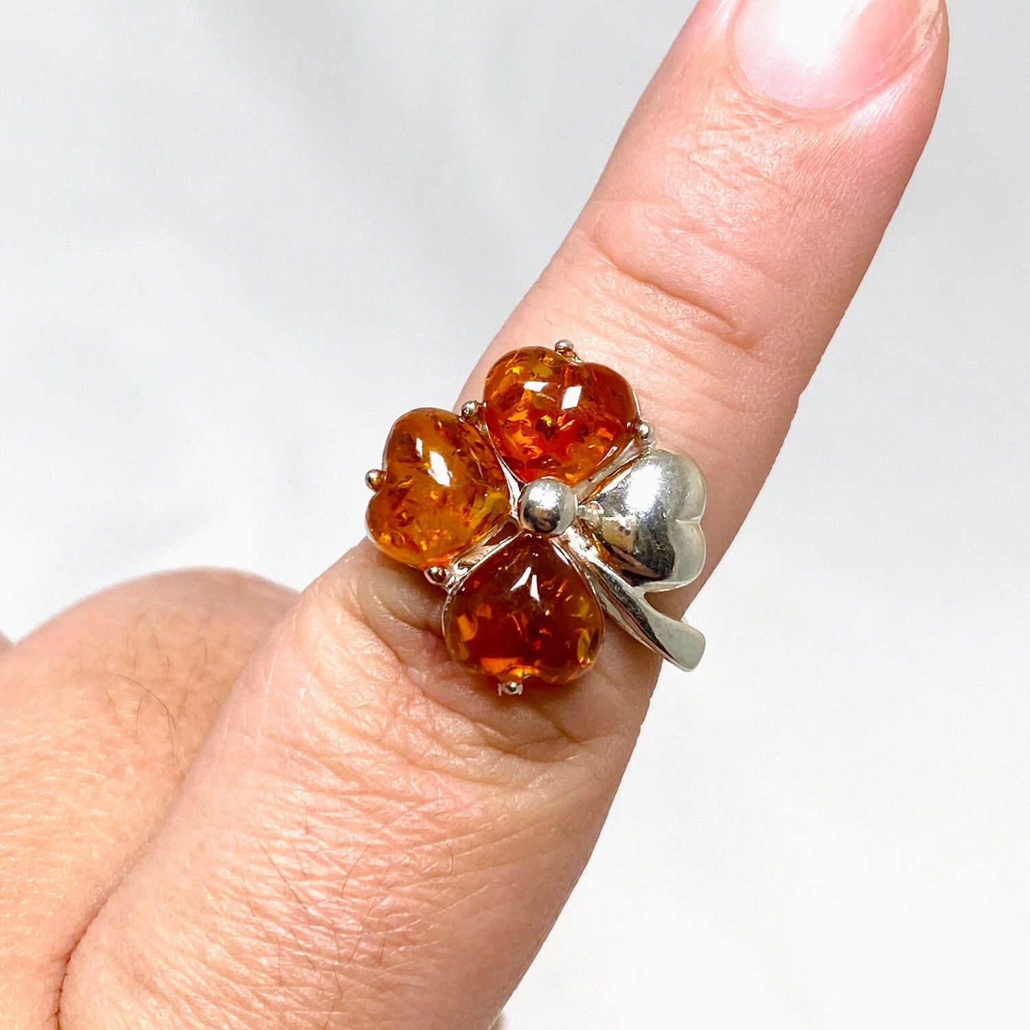 Baltic Amber Clover Ring Size 7.5 AMB246