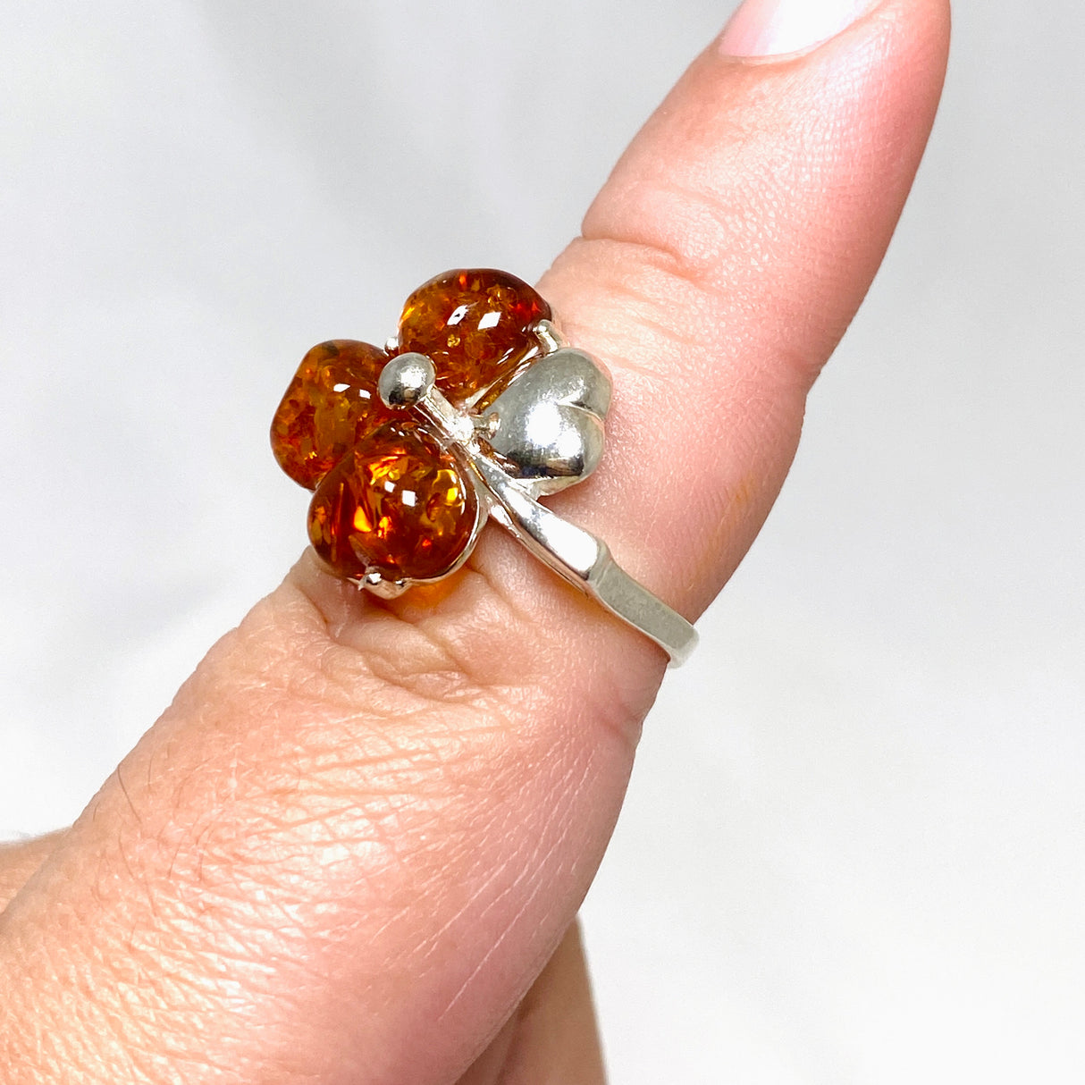 Baltic Amber Clover Ring Size 7.5 AMB246