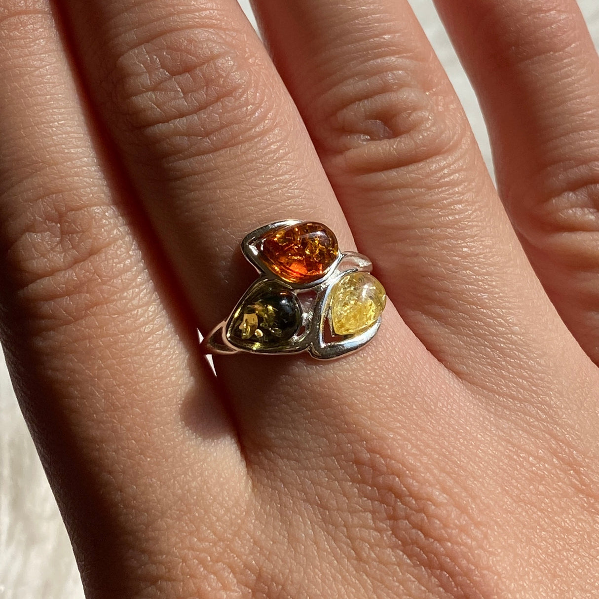 Baltic Amber Multi-drop Ring AMB165