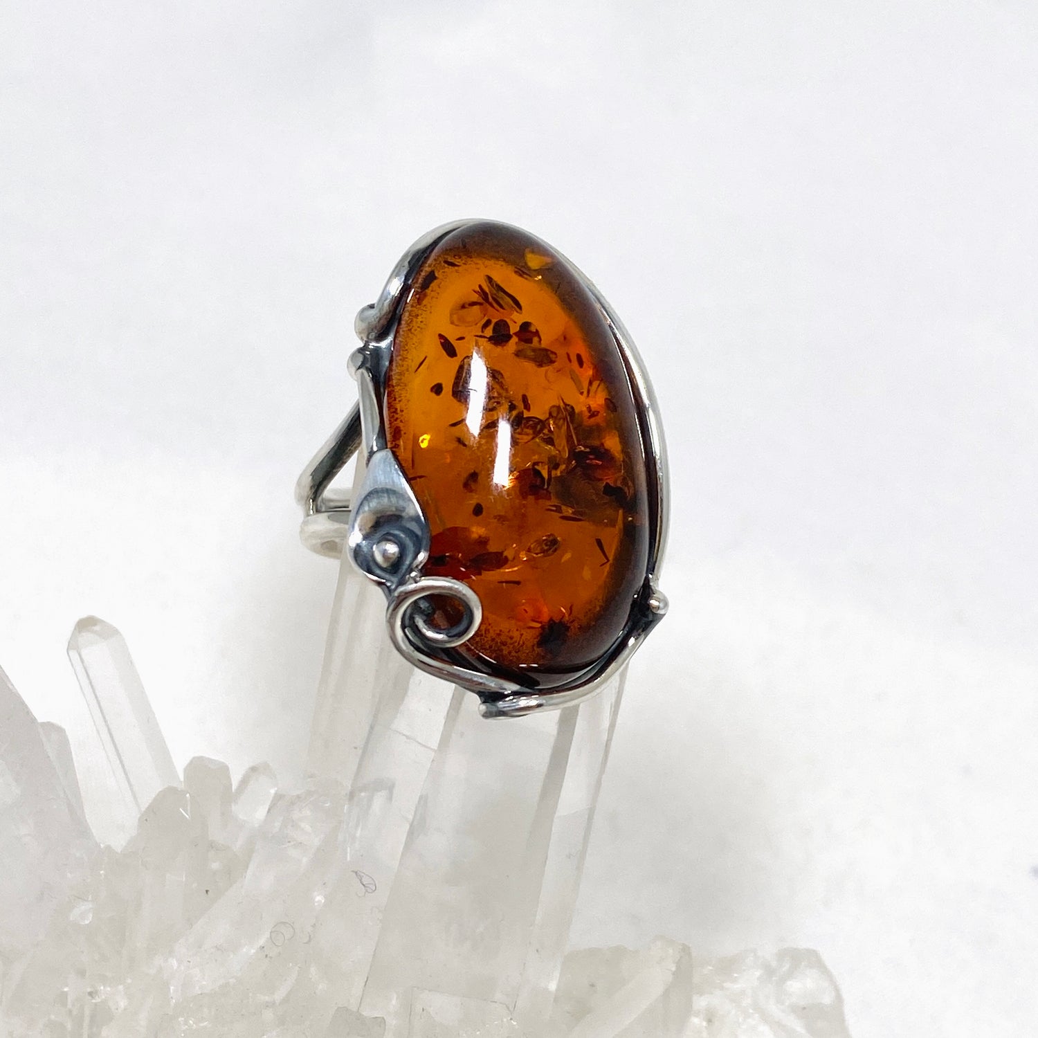 Baltic Cognac Amber Oval Ring Adjustable AMB241