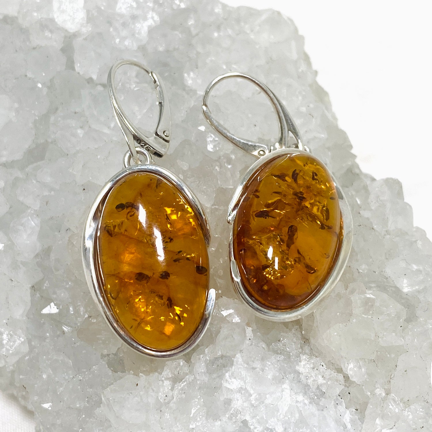 Baltic Cognac Amber Oval Earrings AMB252