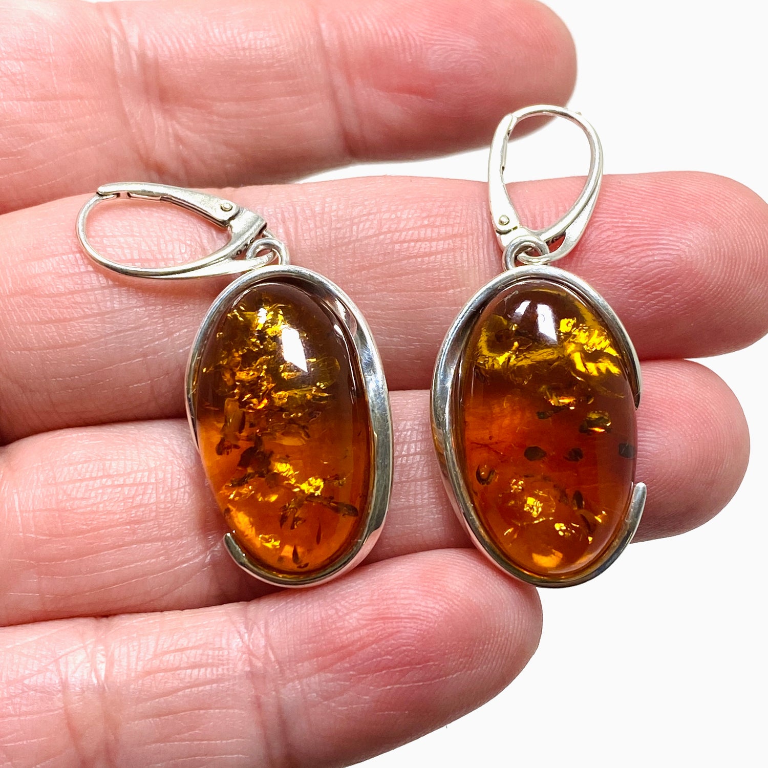 Baltic Cognac Amber Oval Earrings AMB252