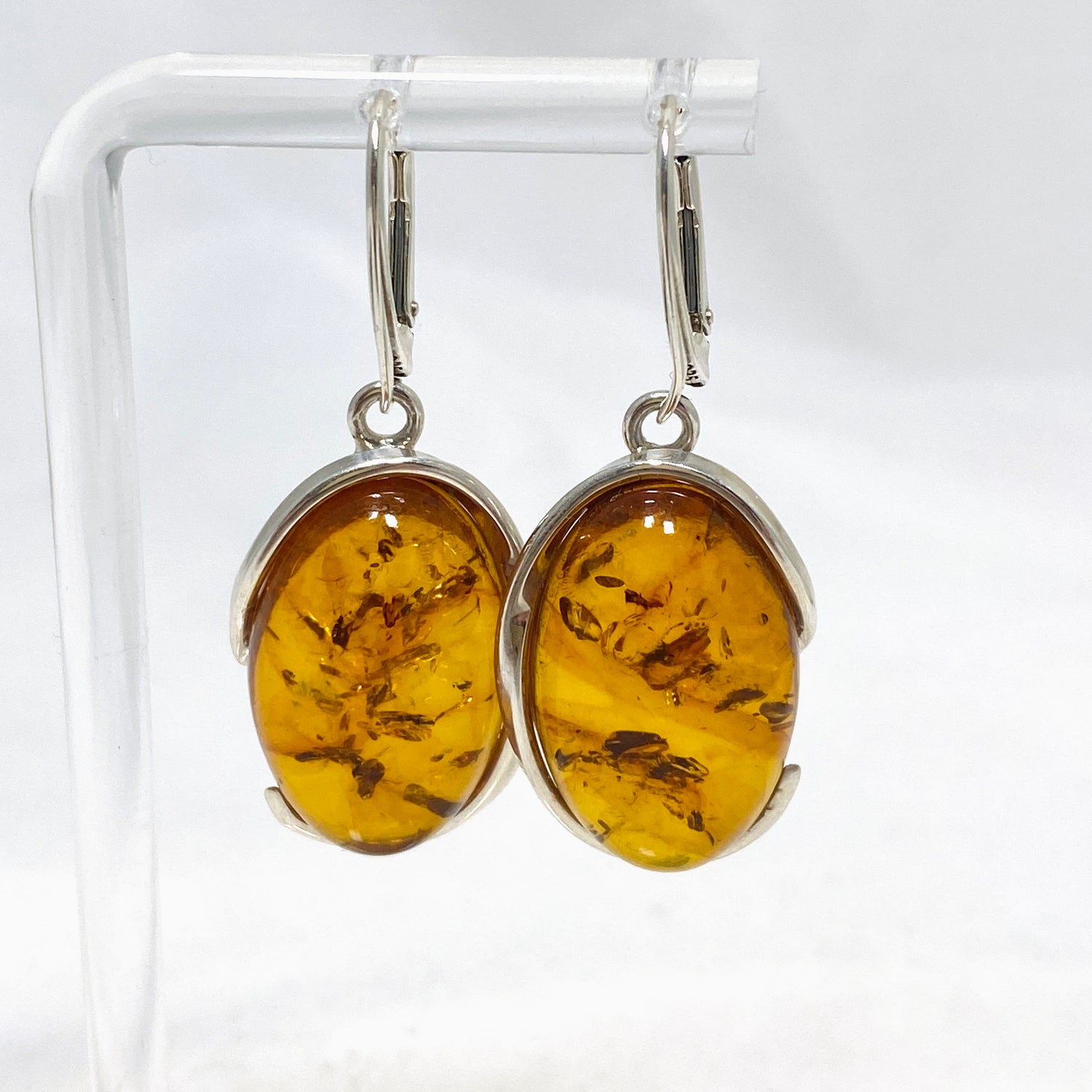 Baltic Cognac Amber Oval Earrings AMB252