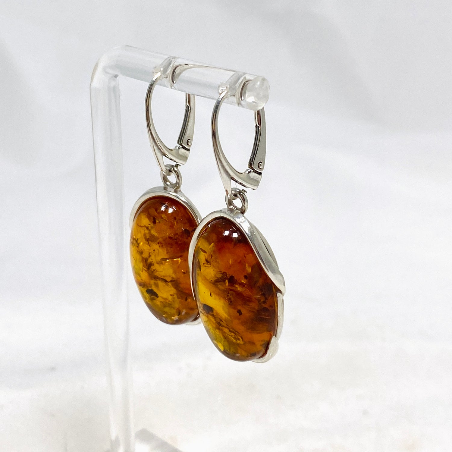 Baltic Cognac Amber Oval Earrings AMB252