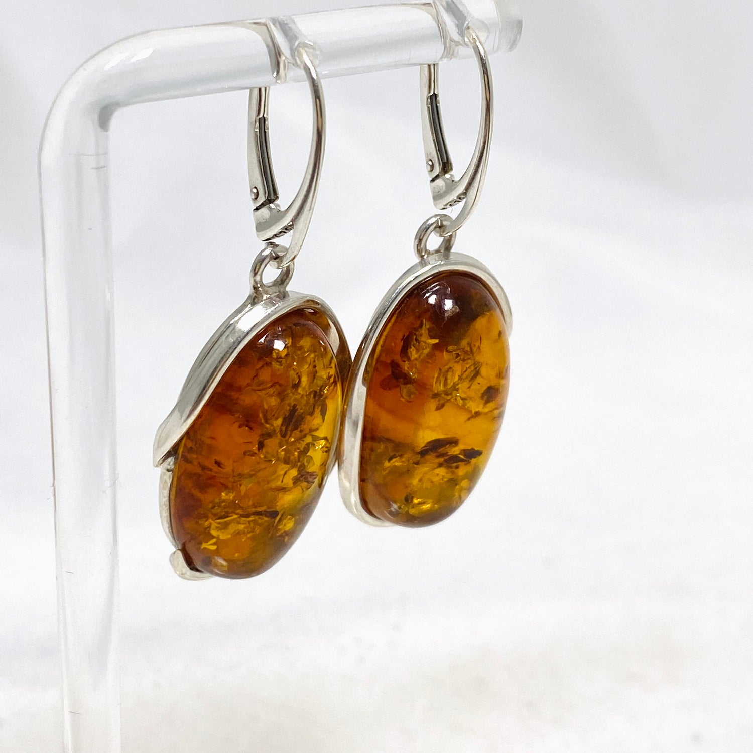 Baltic Cognac Amber Oval Earrings AMB252