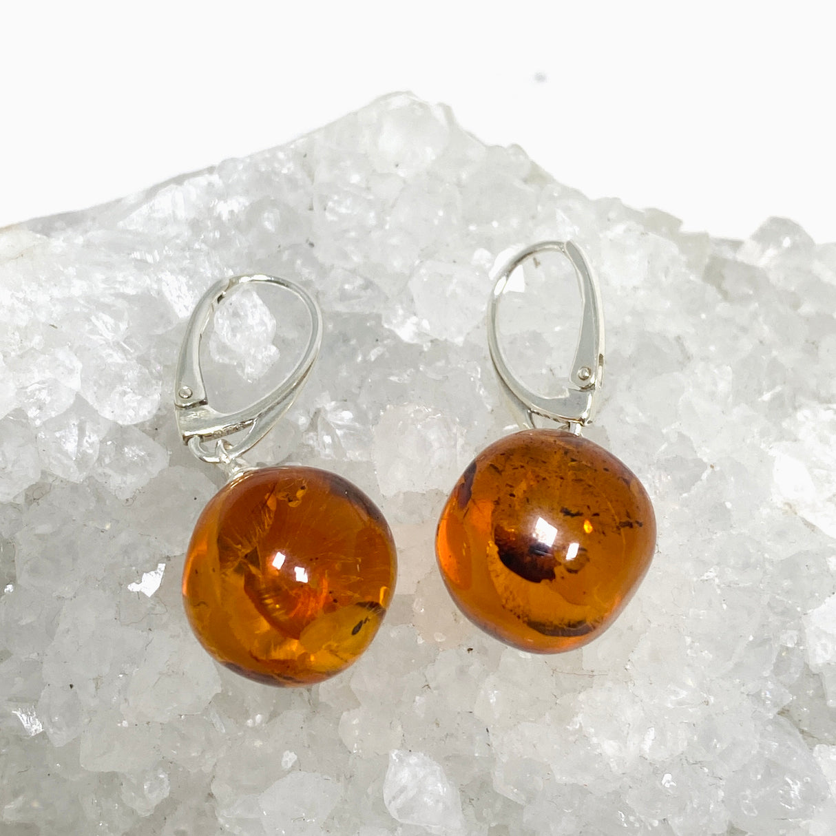 Baltic Cognac Amber Sphere Earrings AMB254