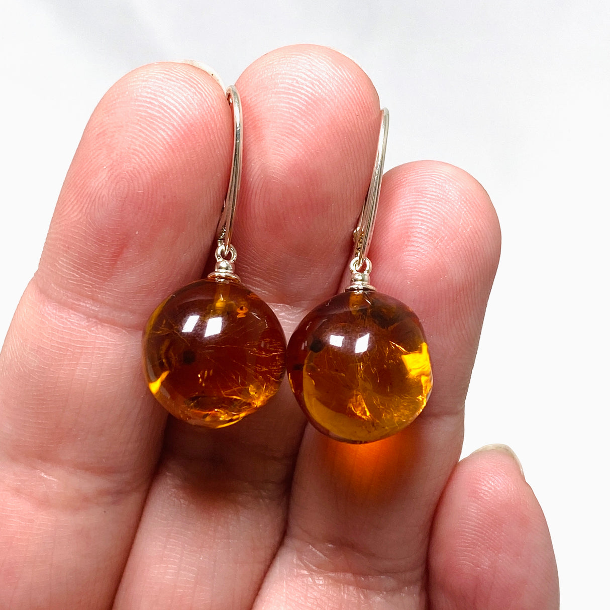 Baltic Cognac Amber Sphere Earrings AMB254