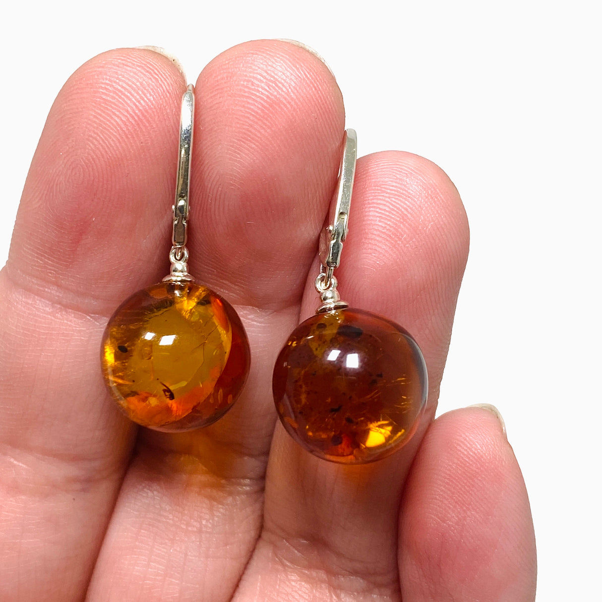 Baltic Cognac Amber Sphere Earrings AMB254