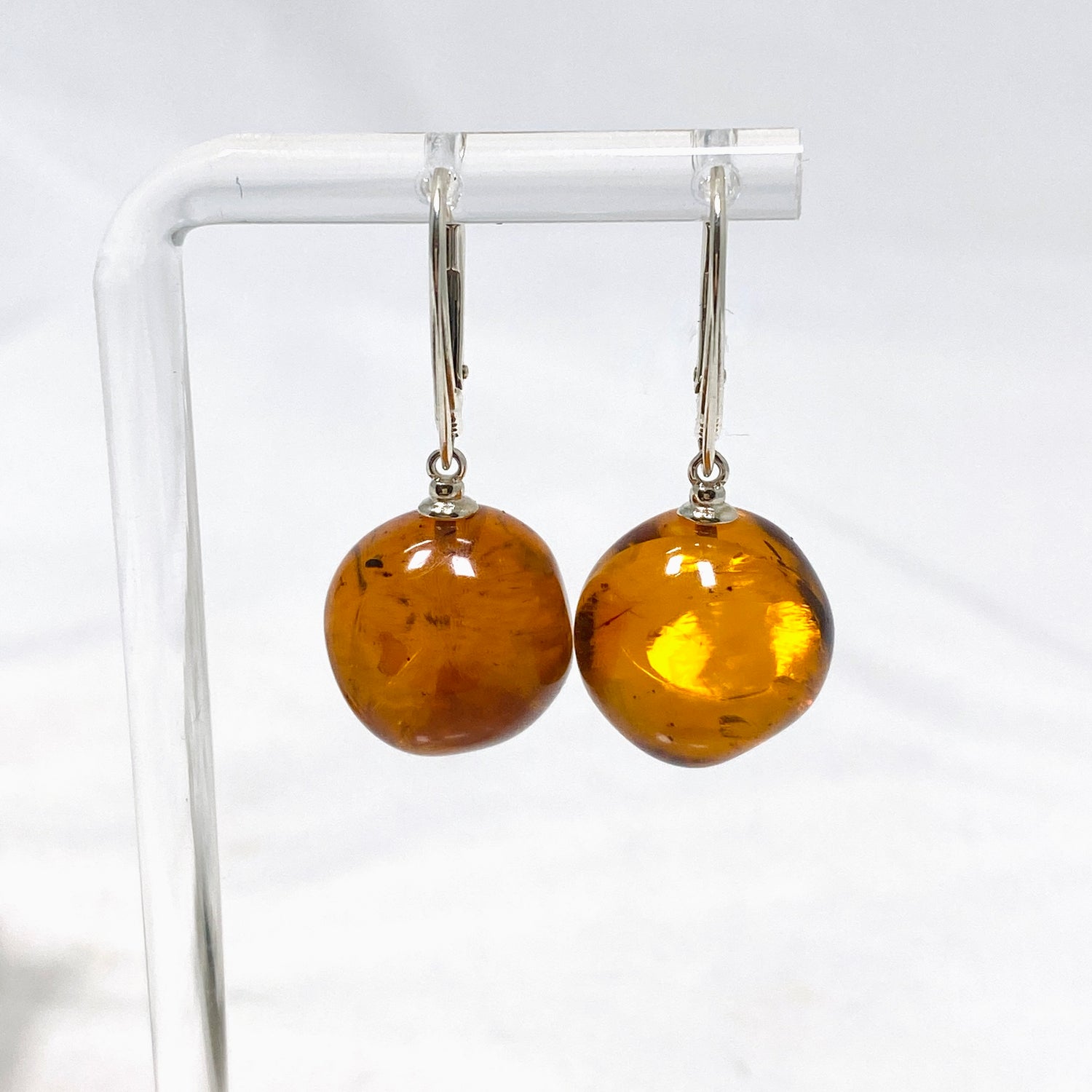 Baltic Cognac Amber Sphere Earrings AMB254