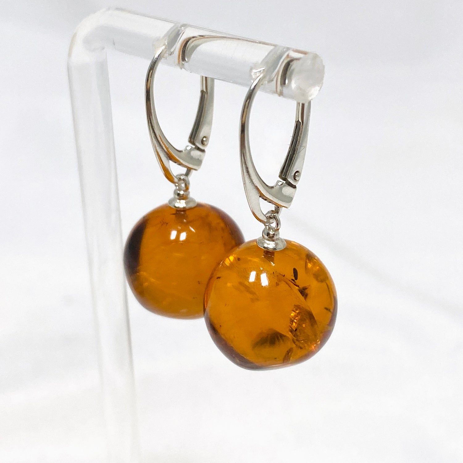 Baltic Cognac Amber Sphere Earrings AMB254