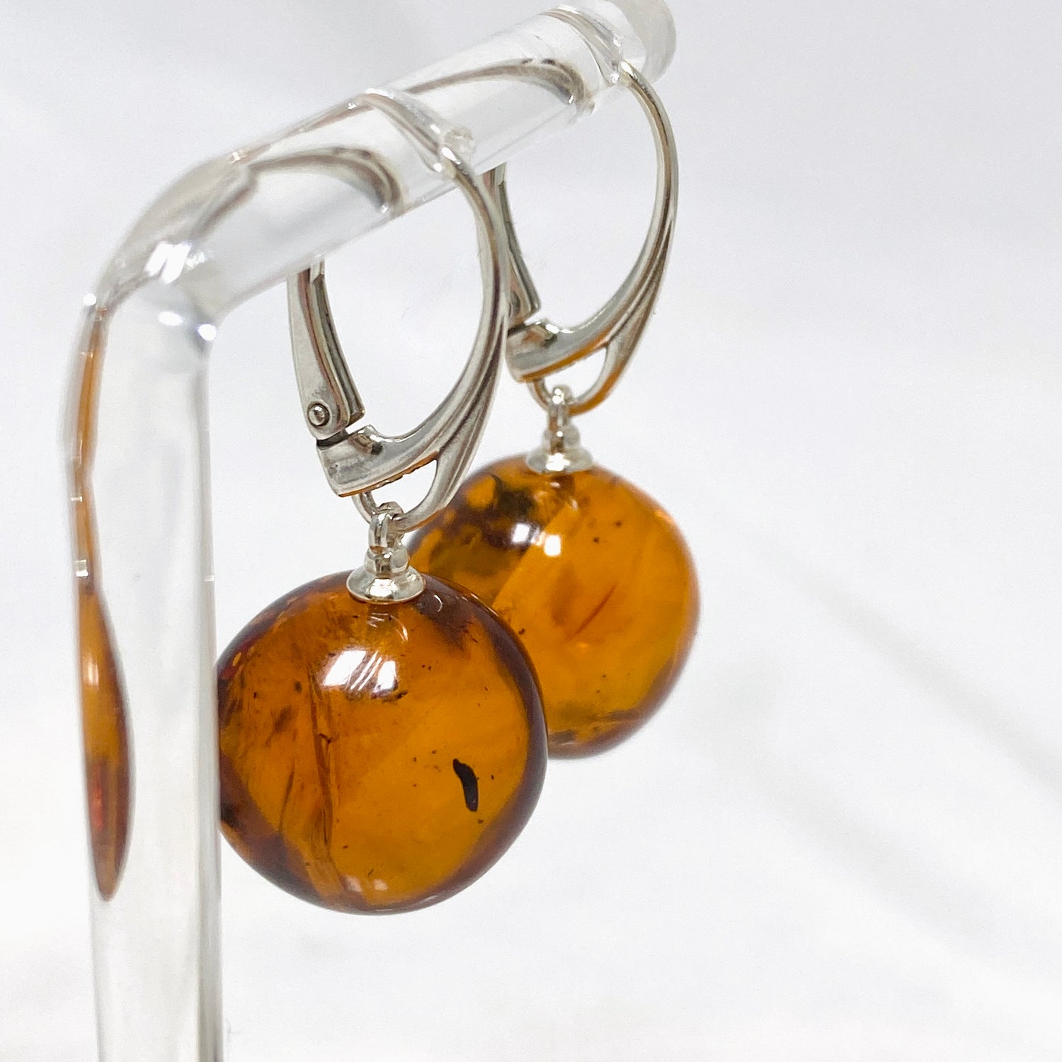 Baltic Cognac Amber Sphere Earrings AMB254
