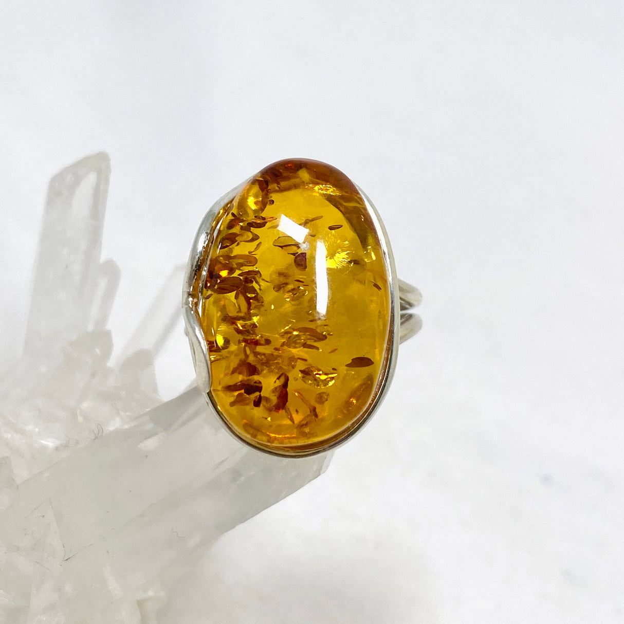 Baltic Honey Amber Oval Ring Adjustable AMB243