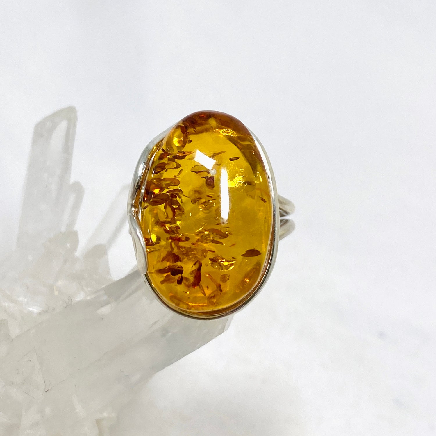 Baltic Honey Amber Oval Ring Adjustable AMB243