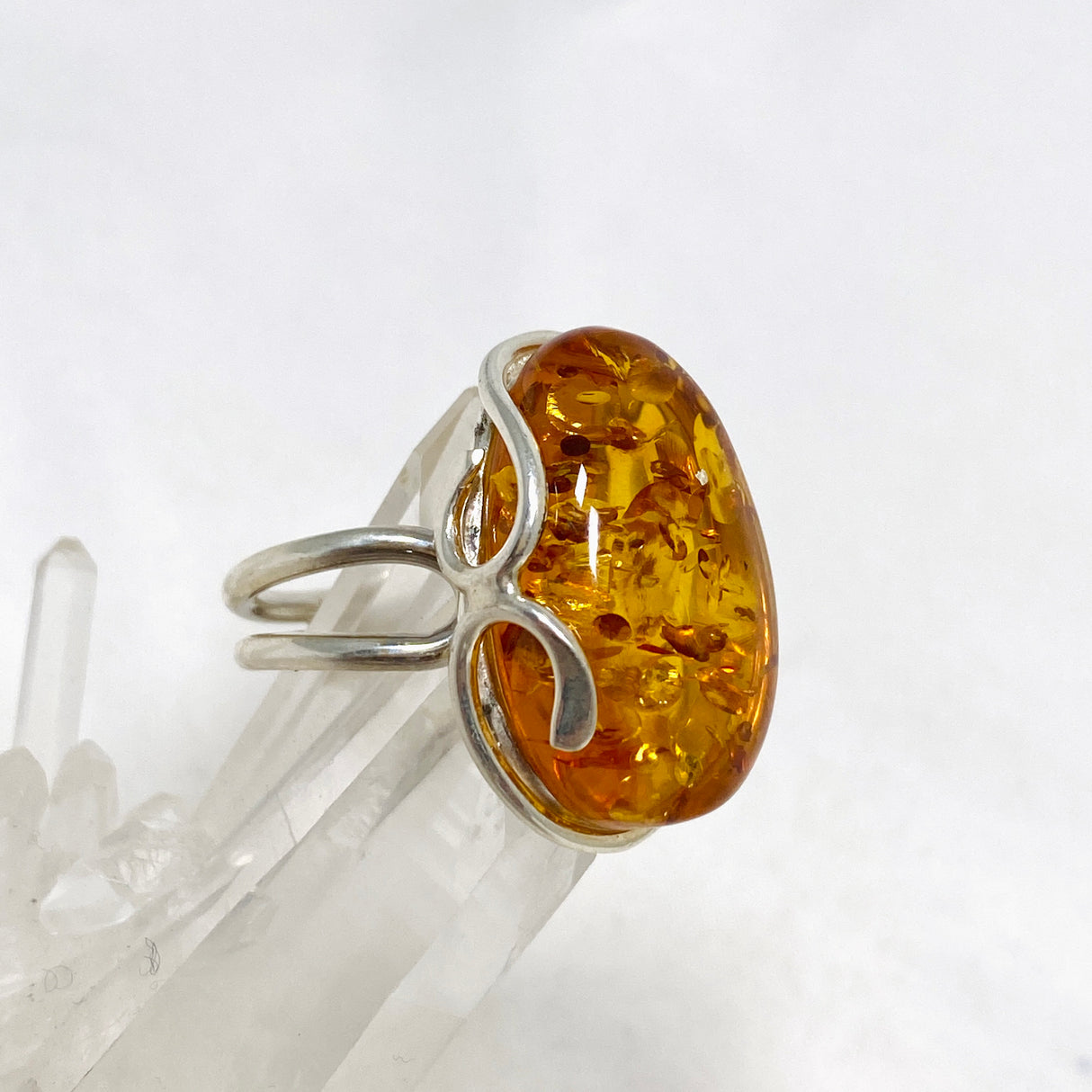 Baltic Honey Amber Oval Ring Adjustable AMB243