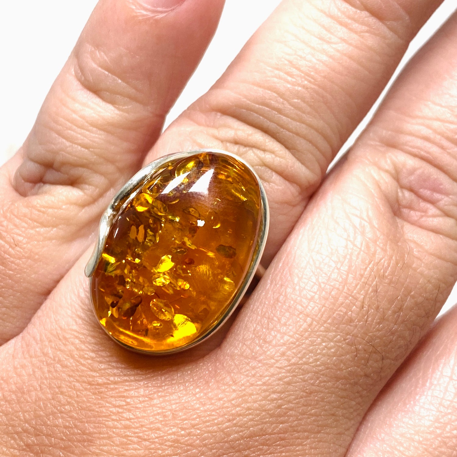 Baltic Honey Amber Oval Ring Adjustable AMB243
