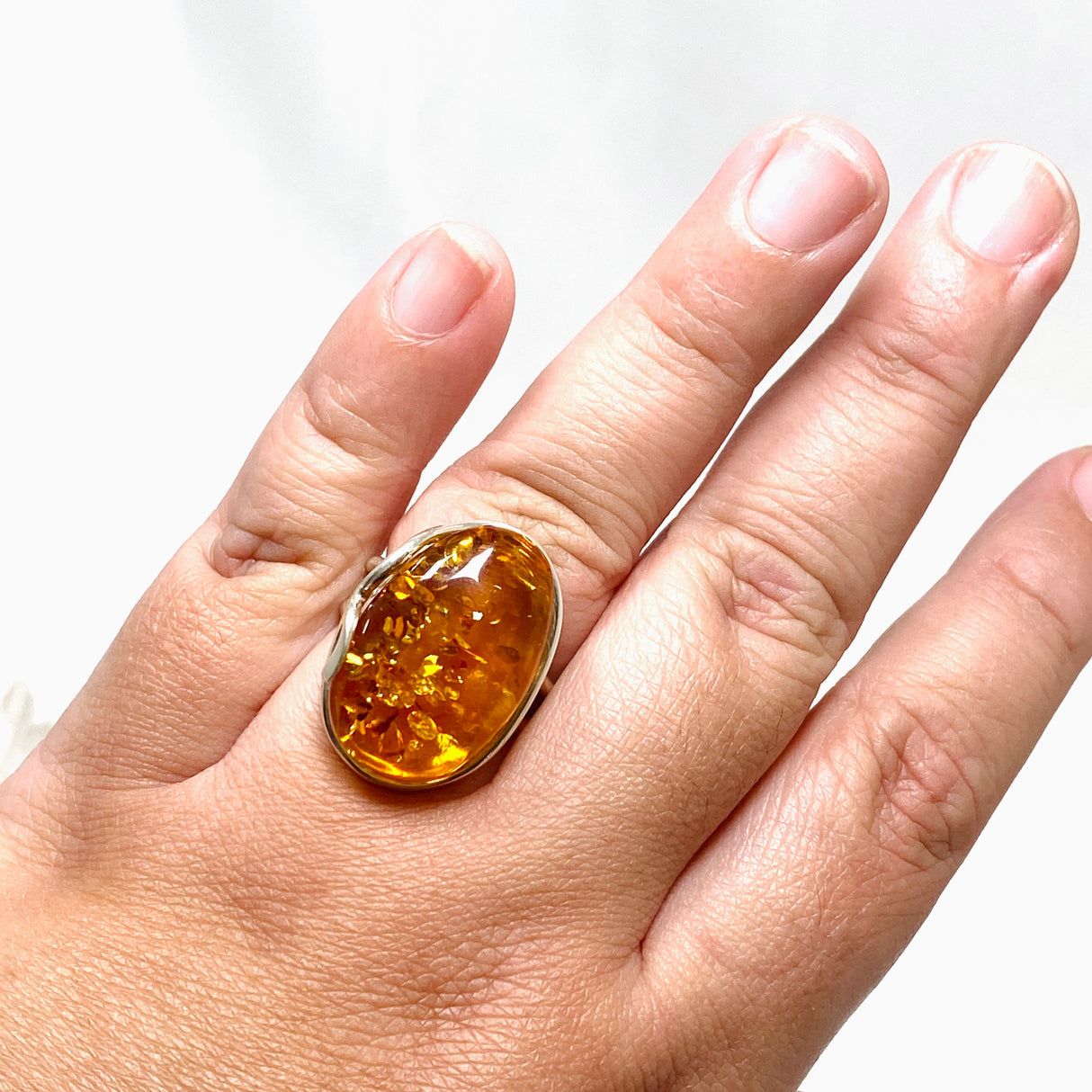 Baltic Honey Amber Oval Ring Adjustable AMB243
