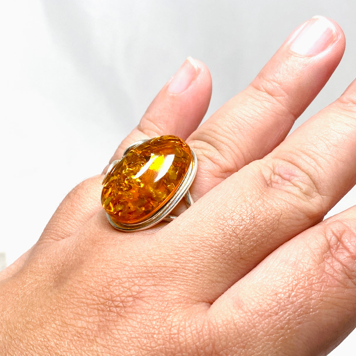 Baltic Honey Amber Oval Ring Adjustable AMB243