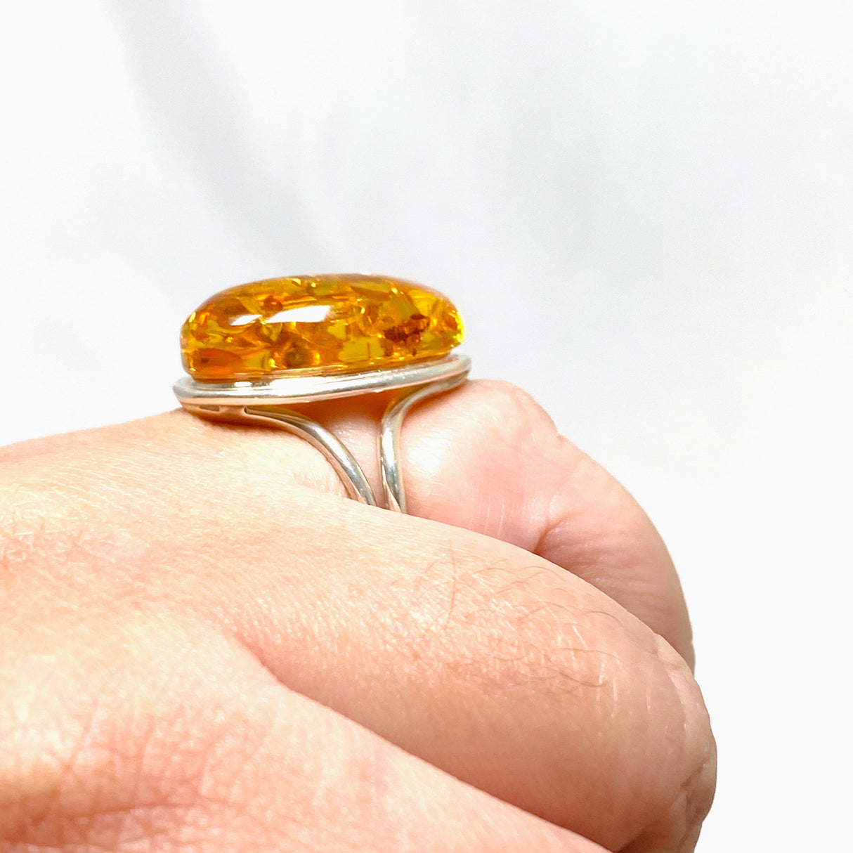 Baltic Honey Amber Oval Ring Adjustable AMB243
