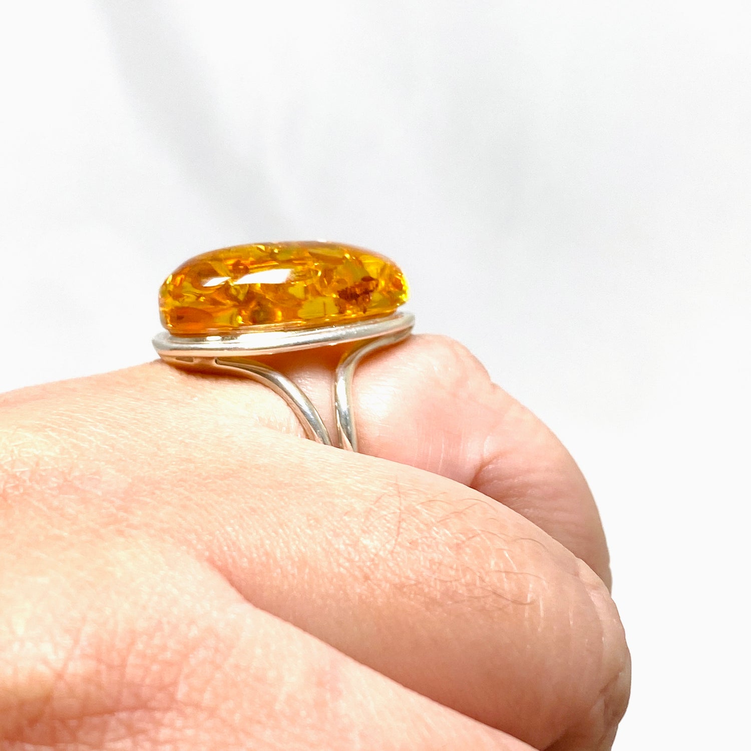 Baltic Honey Amber Oval Ring Adjustable AMB243