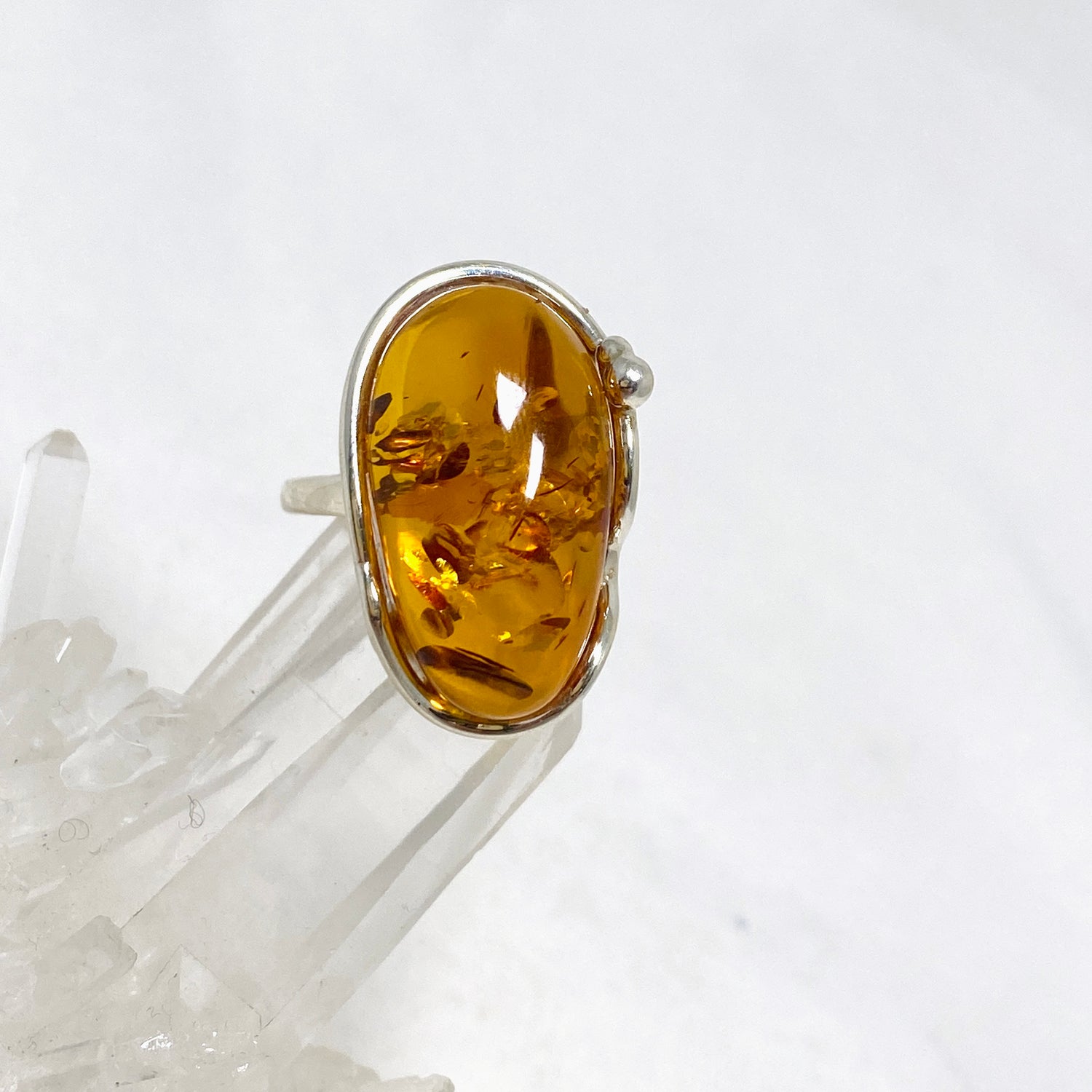 Baltic Honey Amber Teardrop Ring Adjustable AMB244