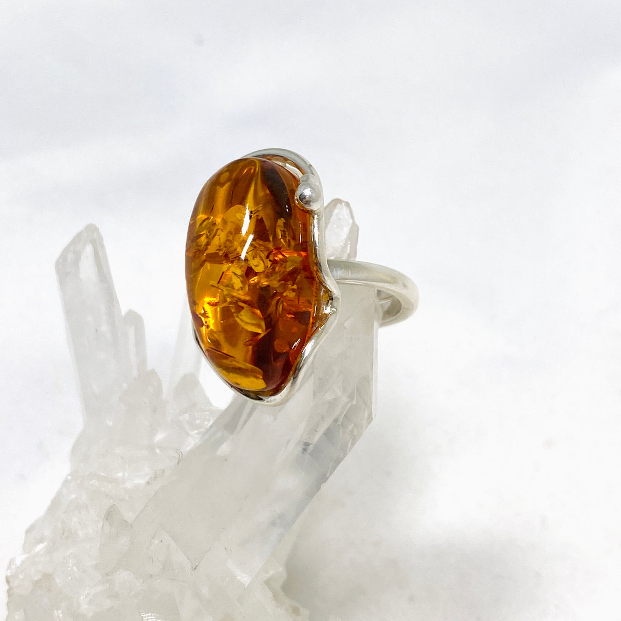 Baltic Honey Amber Teardrop Ring Adjustable AMB244
