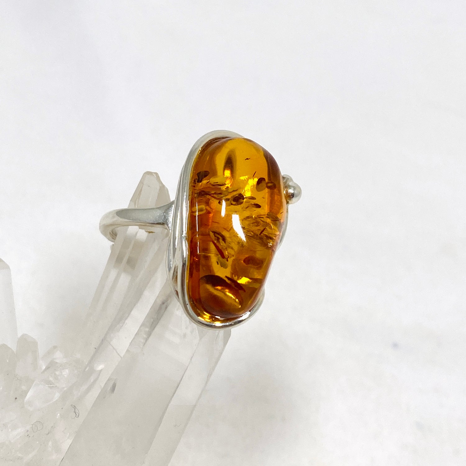 Baltic Honey Amber Teardrop Ring Adjustable AMB244