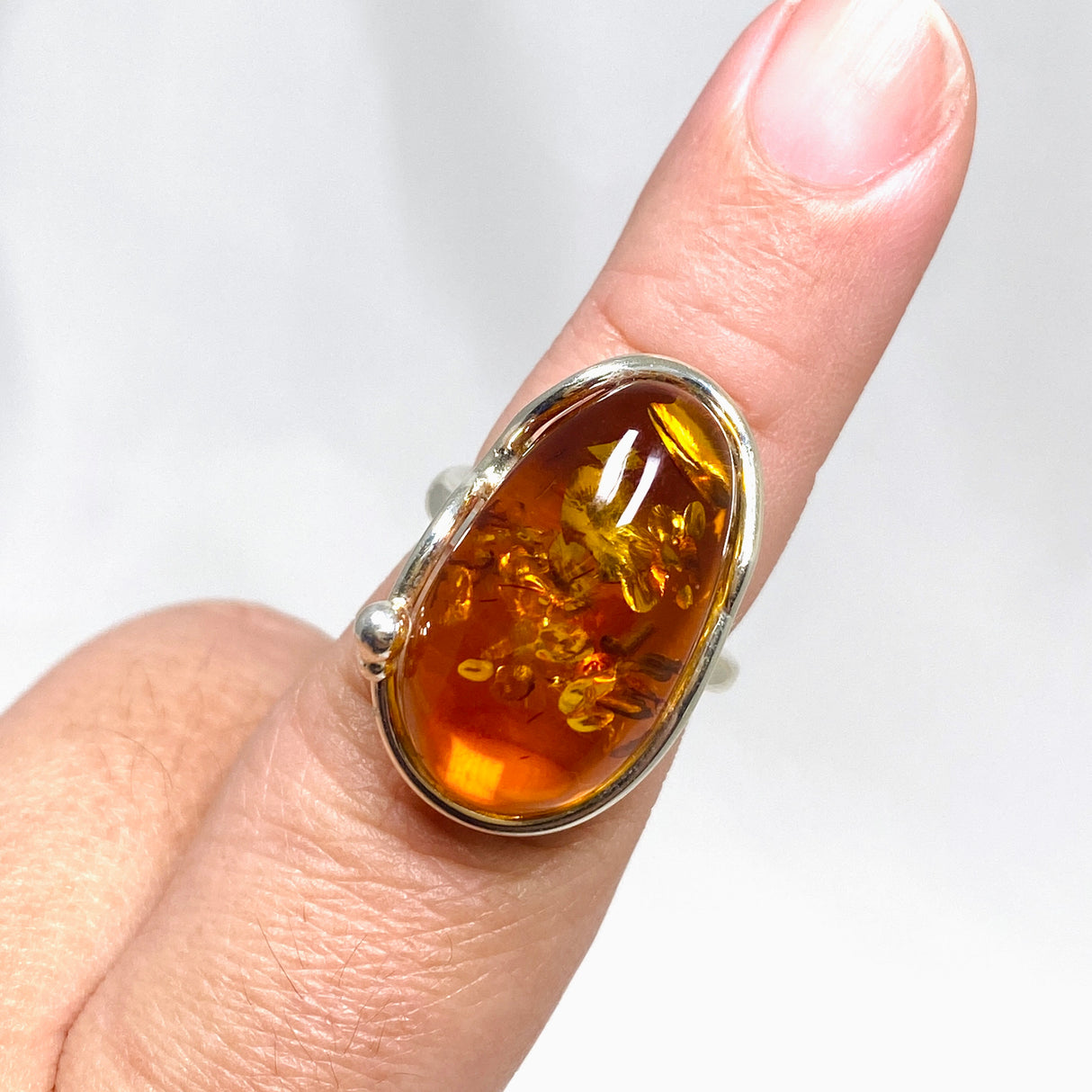 Baltic Honey Amber Teardrop Ring Adjustable AMB244