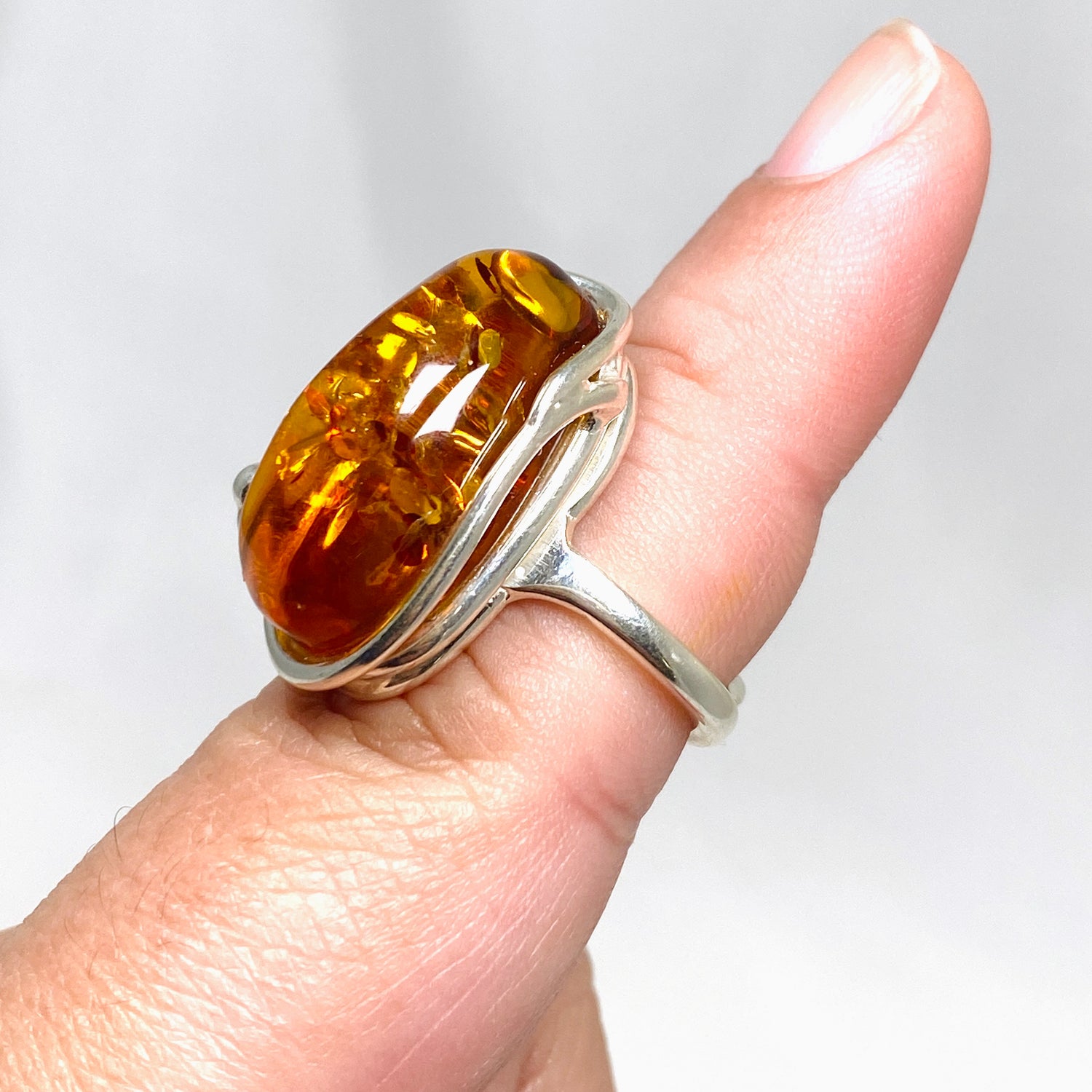 Baltic Honey Amber Teardrop Ring Adjustable AMB244