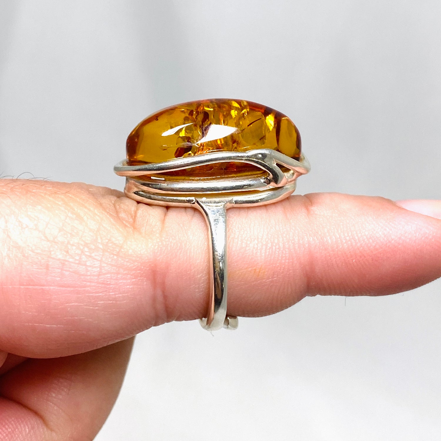 Baltic Honey Amber Teardrop Ring Adjustable AMB244