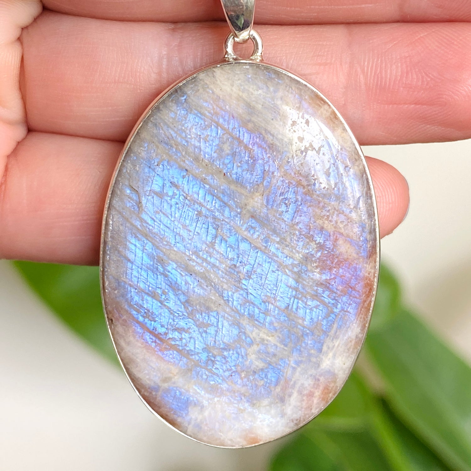 Belomorite (Sunstone with Moonstone "Eclipse" Stone) Oval Cabochon Pendant KPGJ4697