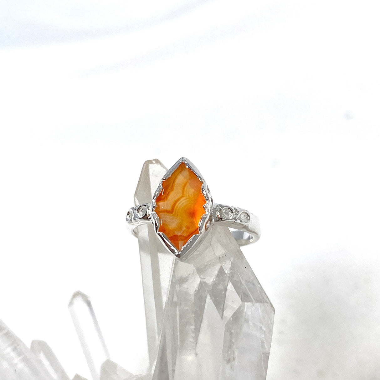 Carnelian Faceted Marquise Ring in a Decorative Setting R3726