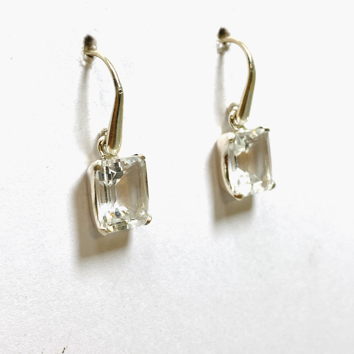 Clear Quartz Emerald Cut Faceted Earrings PEGJ224
