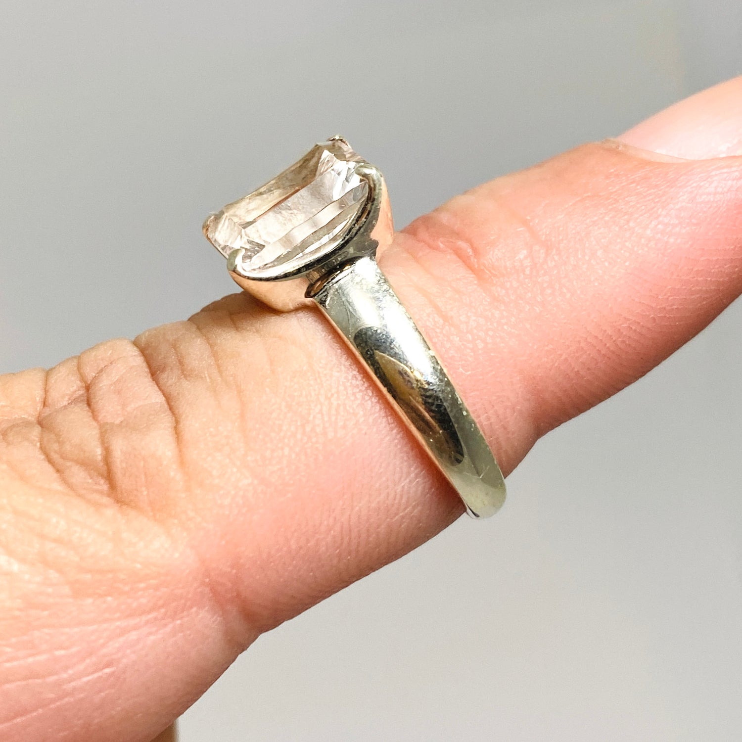 Clear Quartz Rectangular Faceted Ring Size 7 PRGJ713
