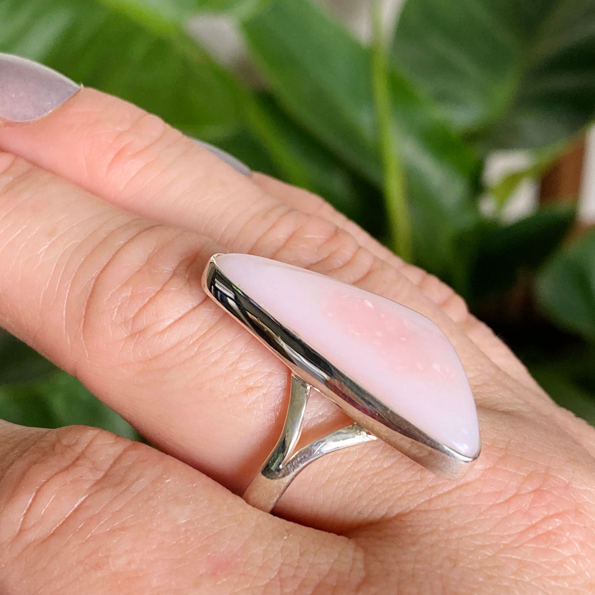 Pink Opal Freeform Cabochon Split Band Ring Size 11 KRGJ3309