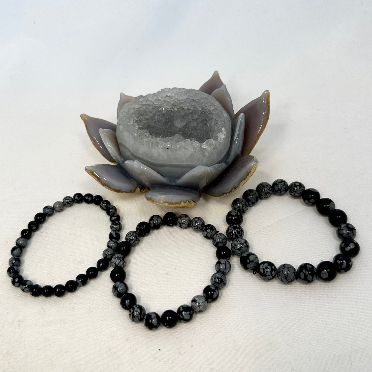 Snowflake obsidian bracelet
