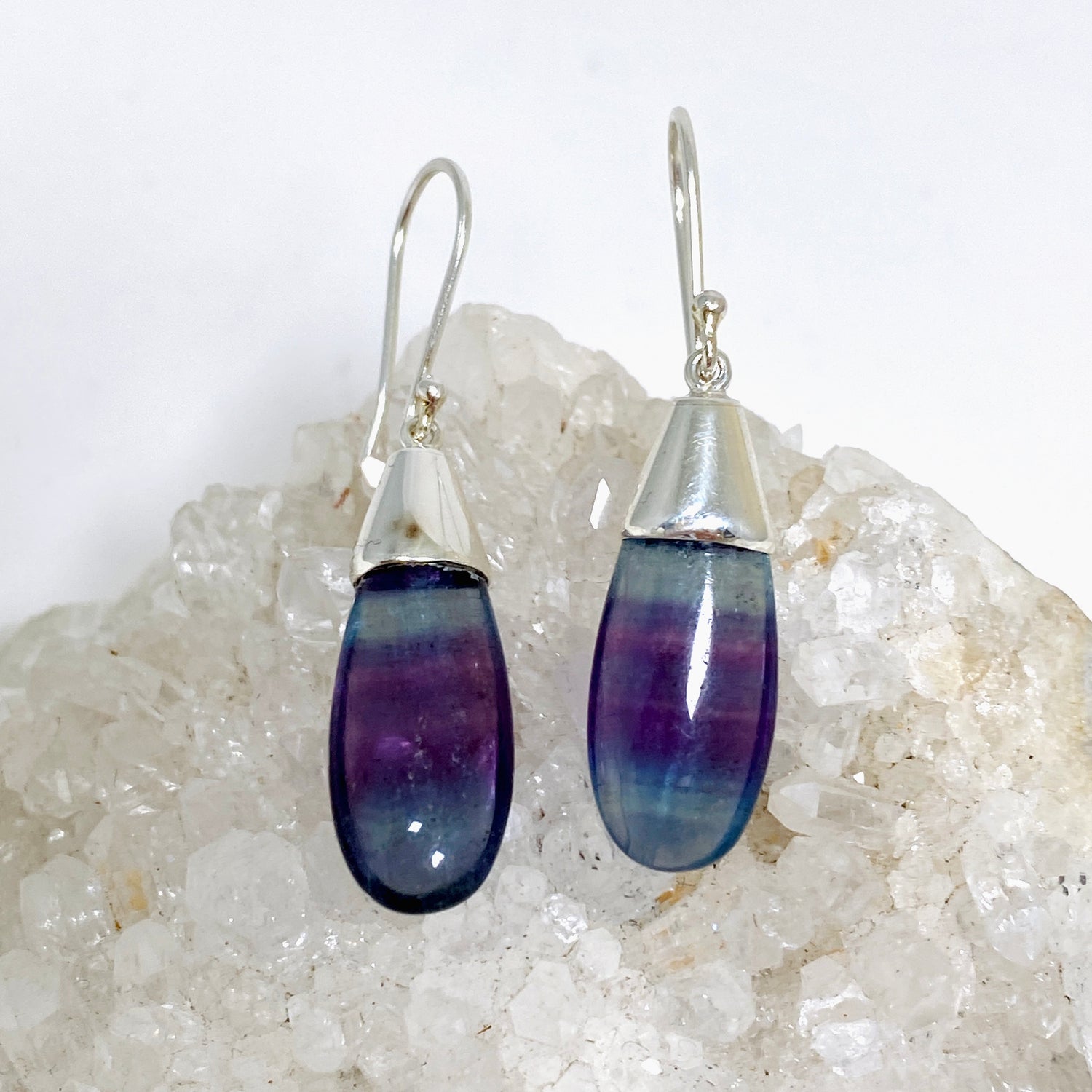 Fluorite Teardrop Cabochon Earrings BTP-50