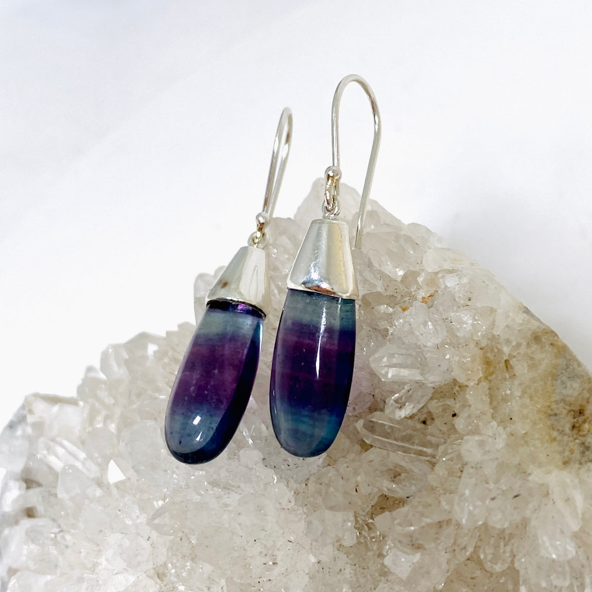 Fluorite Teardrop Cabochon Earrings BTP-50