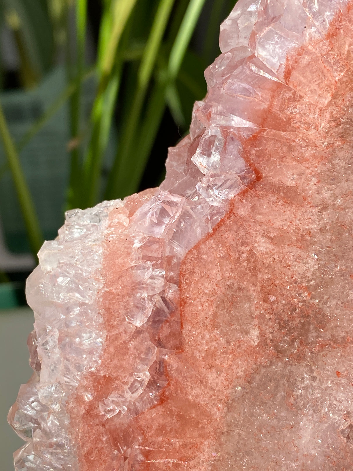 Pink Amethyst & Quartz Slice on Stand PASL-01