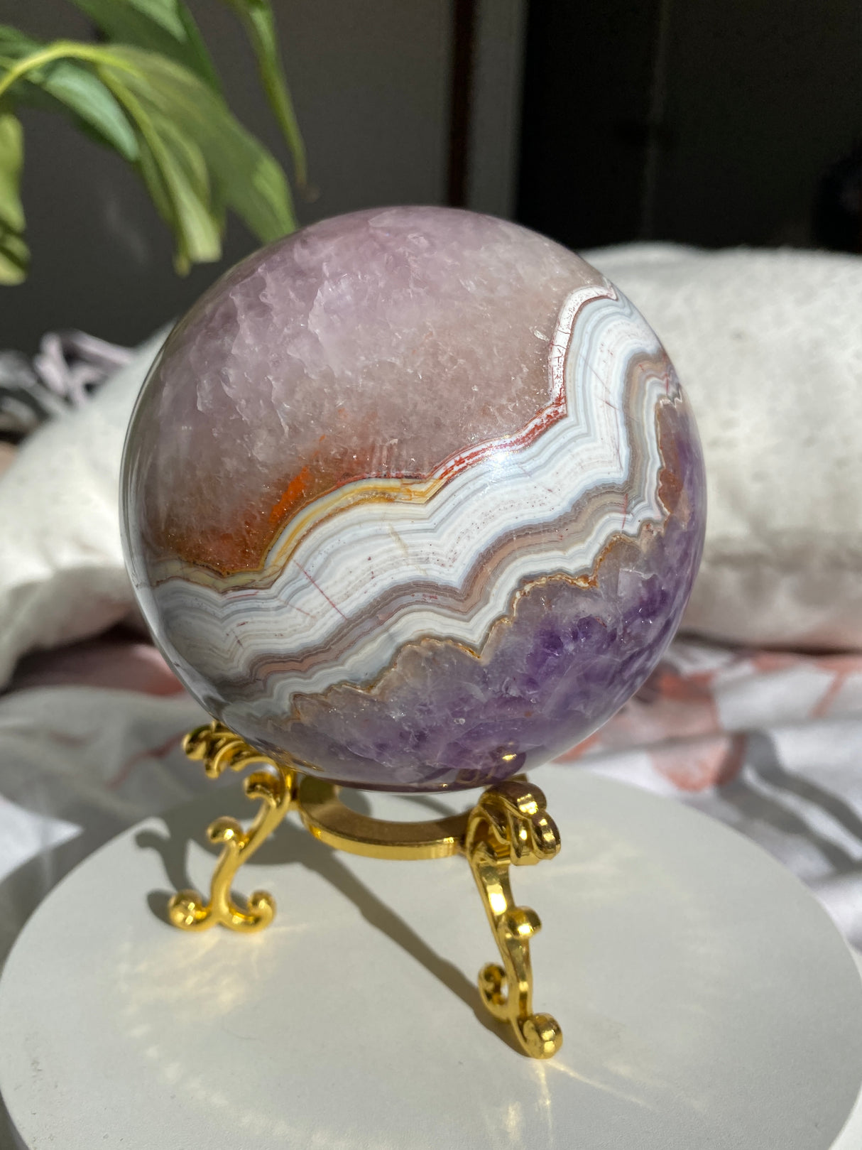 Amethyst & Banded Agate Crystal Sphere 983g AMAS-01 |