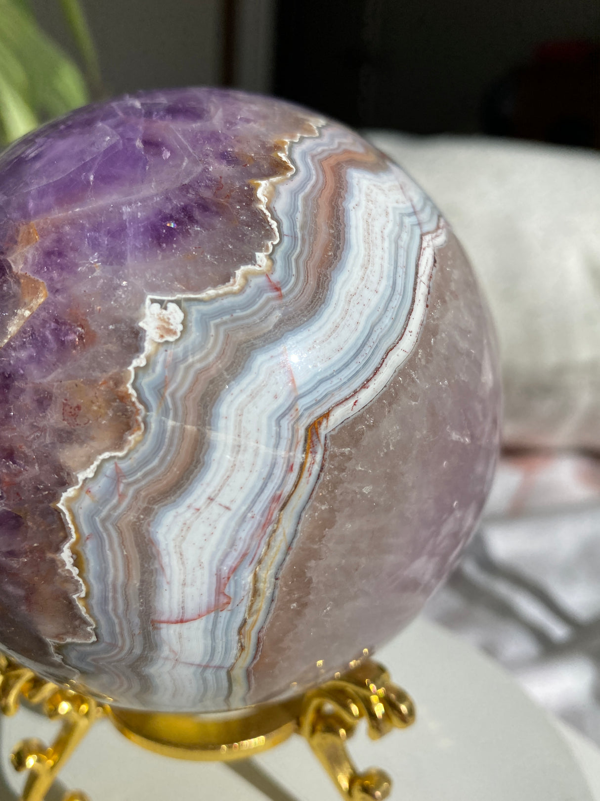Amethyst & Banded Agate Crystal Sphere 983g AMAS-01 |