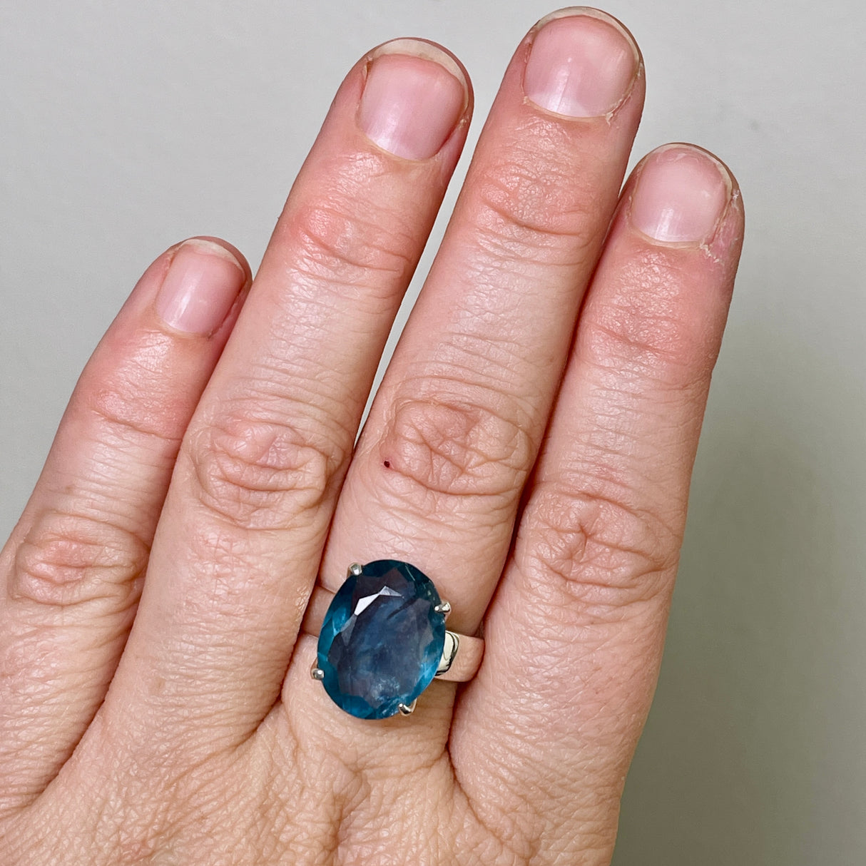 Fluorite Oval Faceted Ring s.8.5 PRGJ302