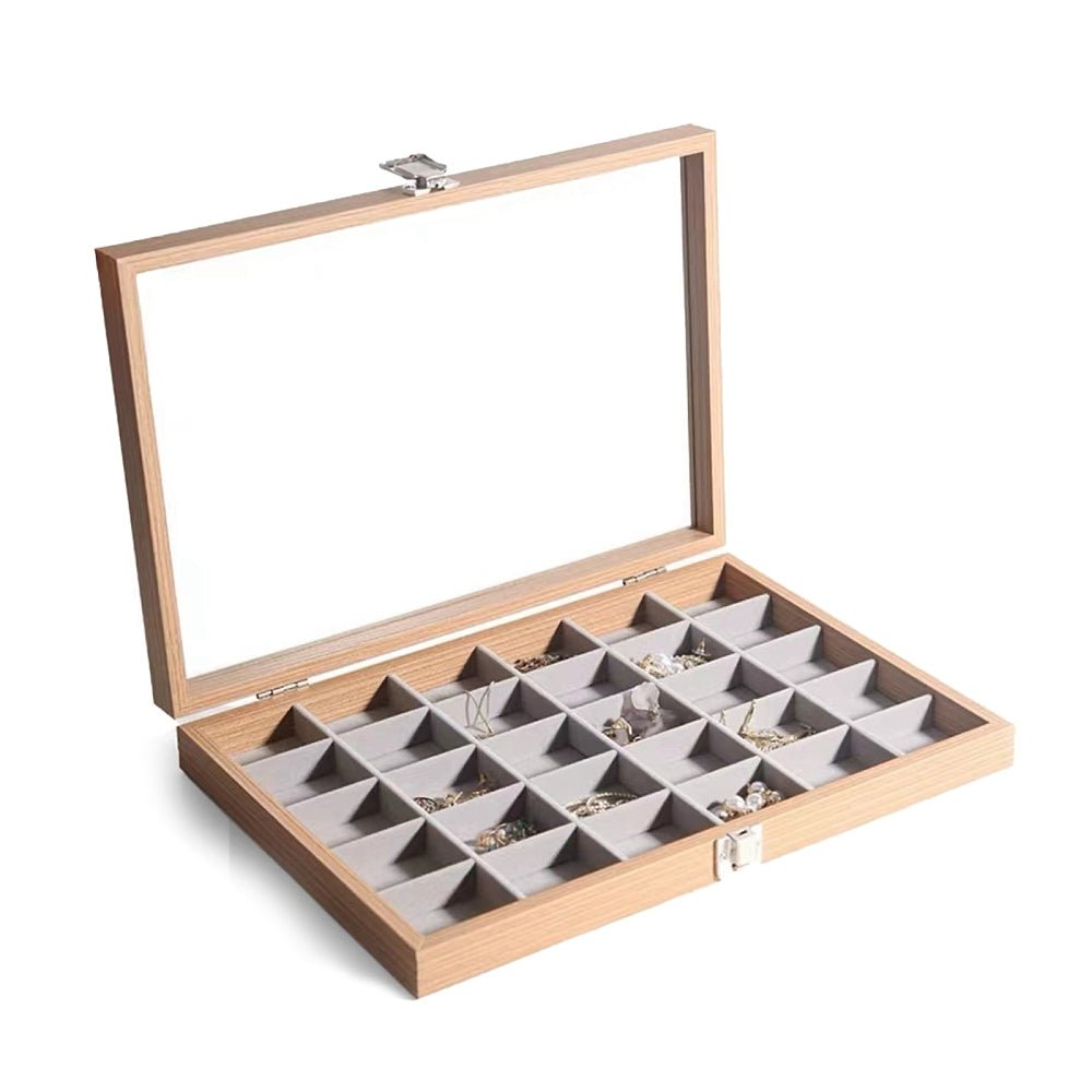 Rectangle Wooden Jewellery Presentation Boxes with 24 Compartments 35x24x4.5cm