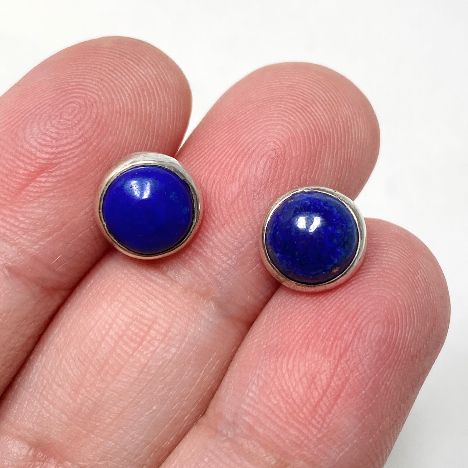 Lapis Lazuli round cabochon stud earrings KEGJ827