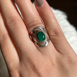 Malachite oval cabochon ring with detailed banding s.6  KRGJ340